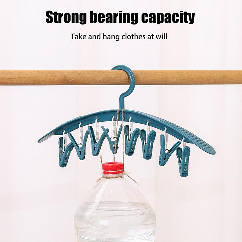 Umeraș Multifuncțional de Uz Casnic Fără Urme Rezistent la Vânt Plastic Îngroșat Uscare Lenjerie Șosete Clip Umeraș