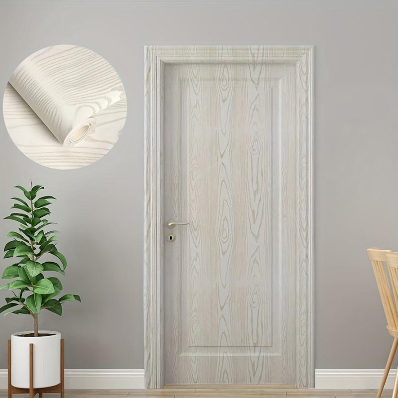Pegatina de Puerta Removible Autoadhesiva - Textura de Grano de Madera de Alta Gama, Pegatinas de Puerta para Renovación del Hogar, Superficie Texturizada
