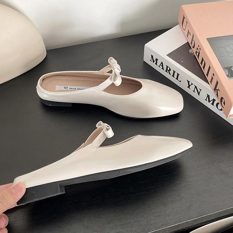 

Дизайнерские летние женские мюли, тапочки, модные неглубокие слипоны, женские элегантные мягкие туфли на плоской подошве, сандалии, обувь 35 бежевый