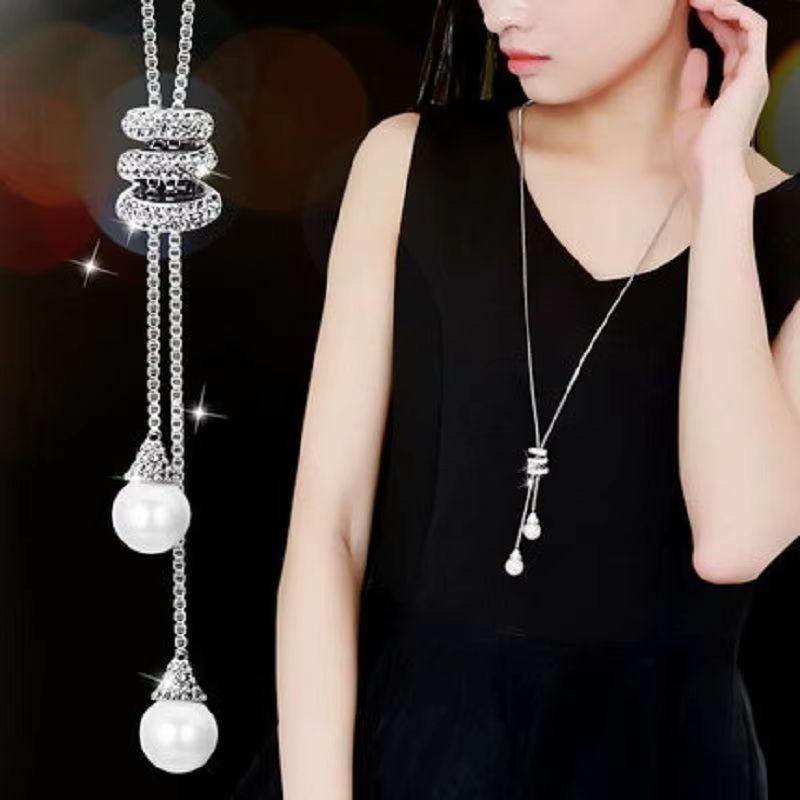 Neue Klassische Damen Schlangenkette Verstellbare Anhängerkette Blume Zirkon Halskette Damen Lang Winter Pullover Kette Accessoires