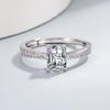 Japanese & Korean Women's Moissanite Square Eternal Micro-Paved Open-End Ring