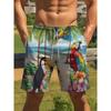 Men's Tropical Parrot Print Drawstring Shorts Full Print Summer Oversized Beach Shorts Men's Swimming Trunk Beachwear