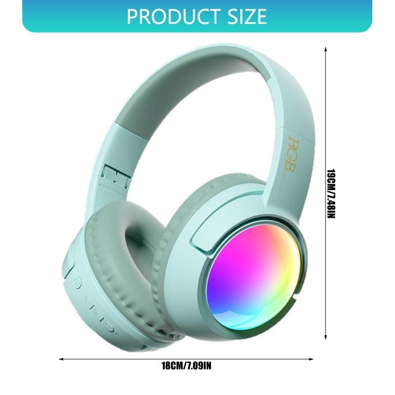 Foldable LED Gaming Headphone with Noise Canceling Bluetooth-compatible 5.4 Long Battery Life Auxiliary TF Card Support