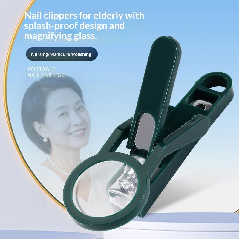 Magnifying Glass Nail Clipper Anti-Splash Non-Slip Large Nail Trimmer 1PC Suitable for Thick Nails Seniors Household Use