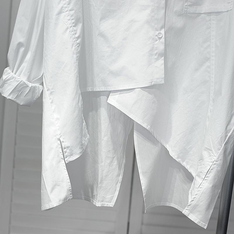 Korean Dongdaemun Irregular Back Slit Long Sleeve Loose Shirt - Women's Spring/Autumn Trendy Style