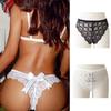 Okdeals Women Lady Kawaii JK Lolita Sexy Hollow Bow Tie Panties Xmas Gift Fully Lace Crotch Transparent G String Thong Plus Size