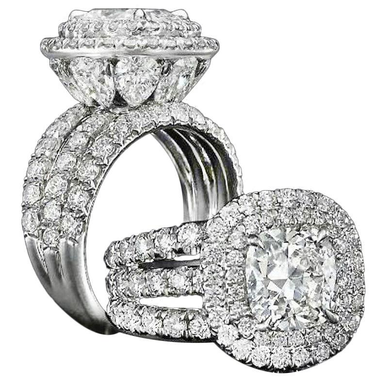 European & American Fashion Ring: Square Colored Diamond, Women's Daily/Wedding/Banquet R4898