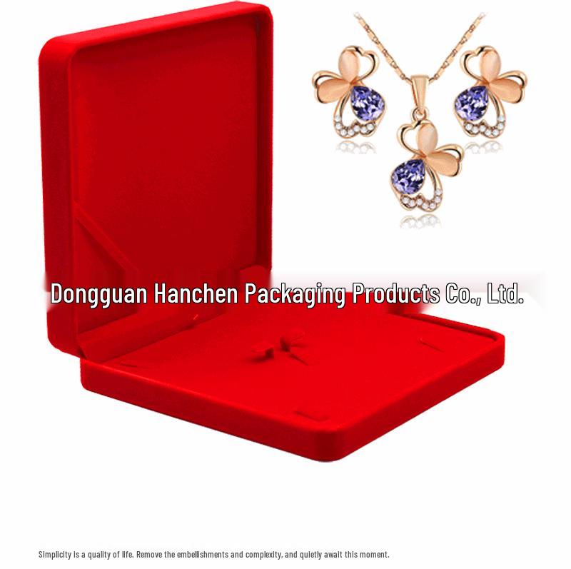 Flocked Jewelry Box for Necklace, Rings, Bracelets & Earrings - 4-Piece Set