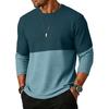 Men Knit Long Sleeve Crew Neck Casual Pullover Lightweight Top with Panel Design for Everyday Wear