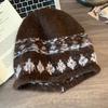 Vintage Knit Beret Wool Blend Warm Hat For Autumn Winter Women