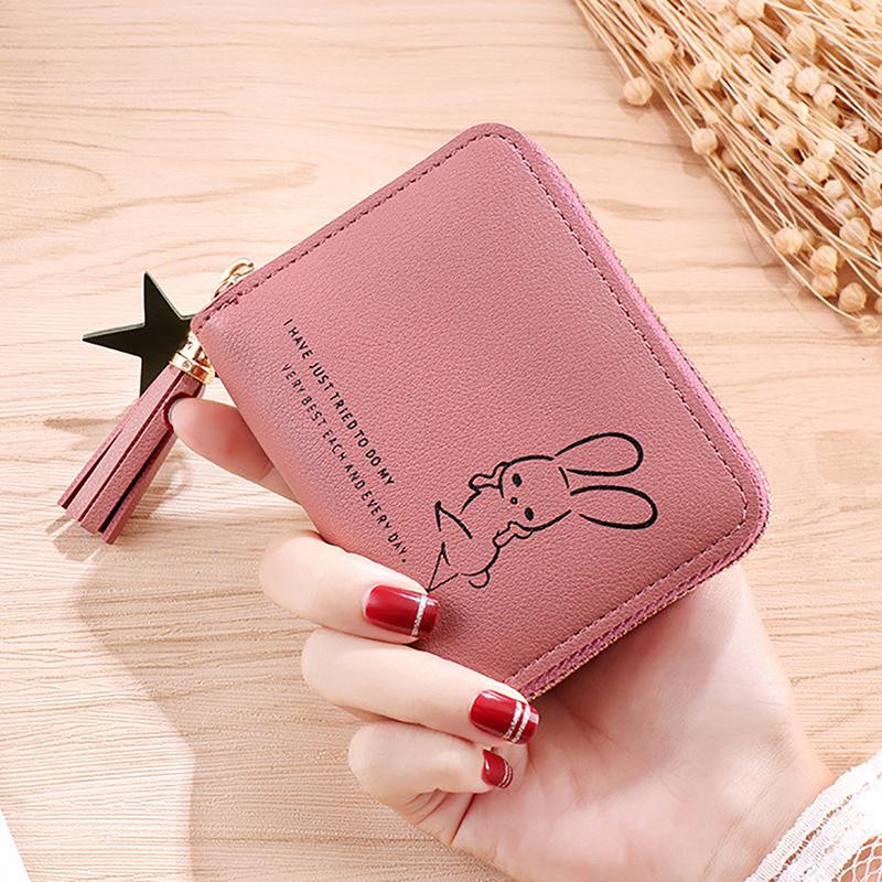 Women Wallet Ladies Mini Small Short Tassel Wallet Cute Girl Zipper Pu Leather Coin Purse Female Hand Wallet Purse