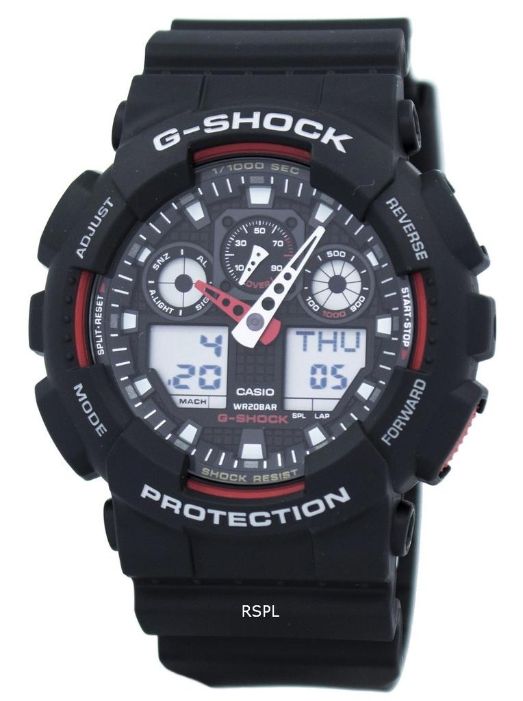 Casio Montre pour homme G-Shock avec indicateur de vitesse et alarme GA-100-1A4 GA100-1A4
