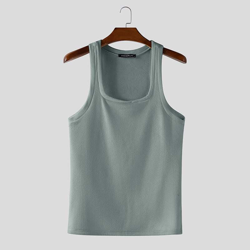 

INCERUN Мужские безрукавные пушистые повседневные приталенные майки-поддевки S синий