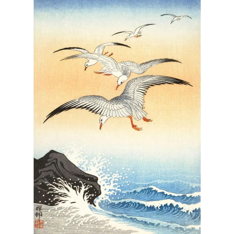 Japanese Ohara Koson Ukiyo Wall Art Poster Vintage Goldfish Lotus Owl Crane Canvas Painting for Guest Room Home Bar Cafe Decor