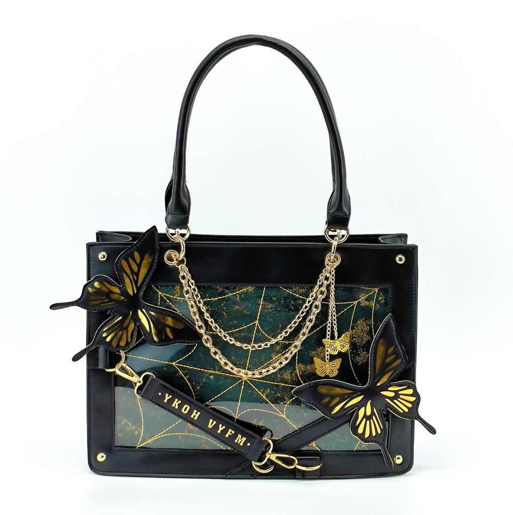 Dark style maze butterfly pain bag Toth girl holding the cross-body bag