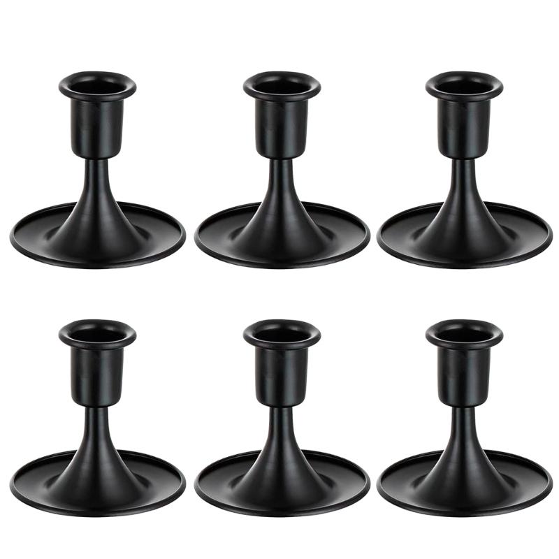 

6pcs Elegant Black Candle Stands European Candle Holder Decoration for Living Room, Bedroom,Dining Room Special Occasion 1