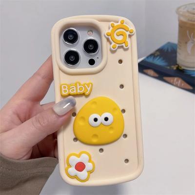 3D Cute Duck Phone Case For iPhone 15 Pro Max Case iPhone 13 11 14 12 Pro Max Soild Color Silicone Shockproof Bumper Soft Cover