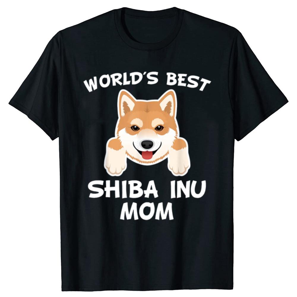 Worlds Best Shiba Inu Mom Dog Owner T Shirts Summer Graphic Cotton Streetwear Short Sleeve Birthday Gifts Tshirt Unisexs Clothing