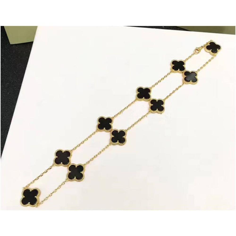 

Ожерелье «Десять цветов» Женское Агат Перламутр Четырехлистный клевер Модное Универсальное Цепочка на ключицу Подарок для подруг 925 sterling silver чёрный