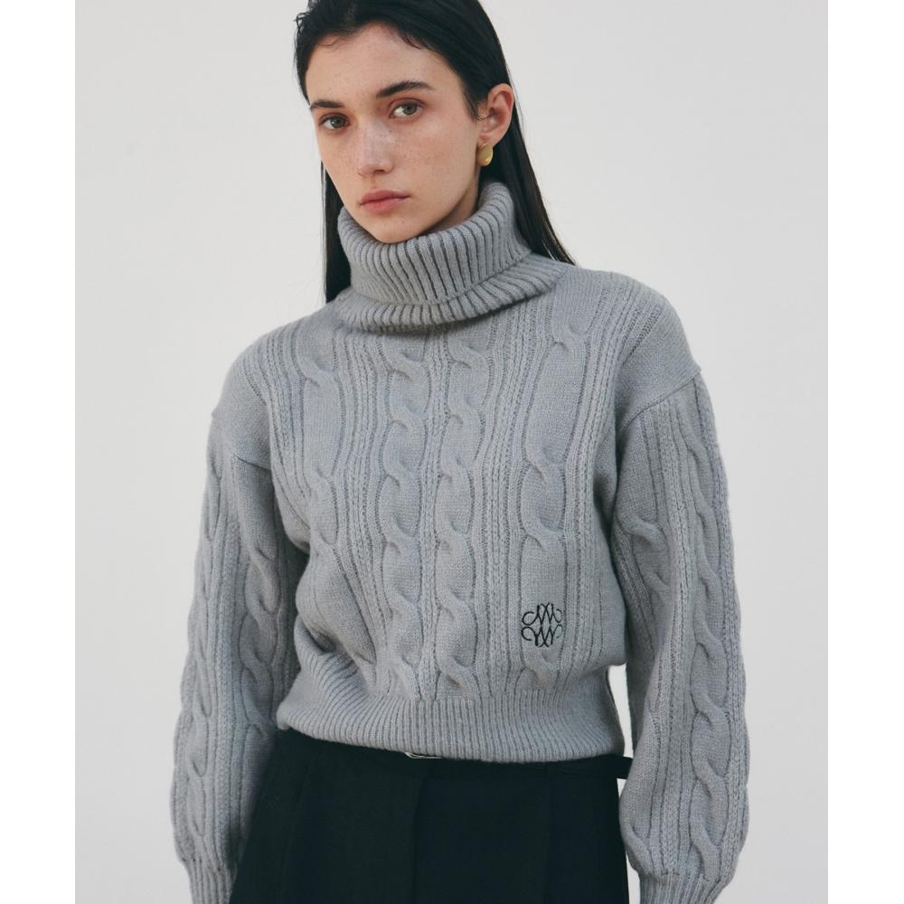 

NICKNICOLE NICOLE CABLE TURTLENECK KNITGRAY