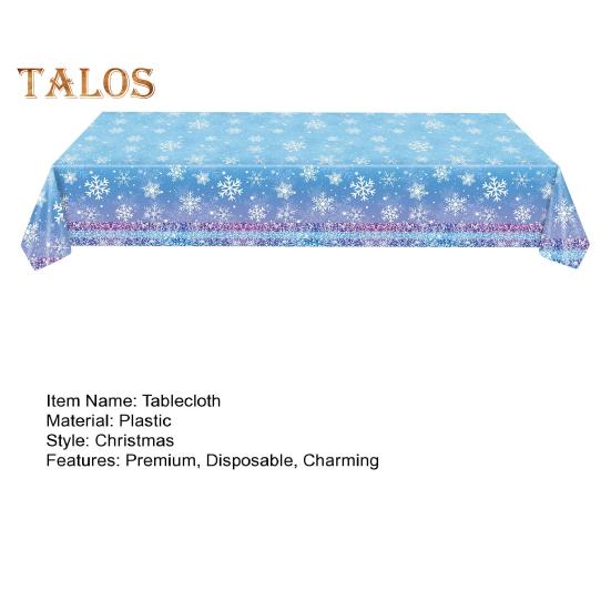 3/6 Pack Christmas Tablecloth Winter Holiday Snowflake Dining Tablecloth Plastic Disposable Table Cover for Christmas Party Decoration