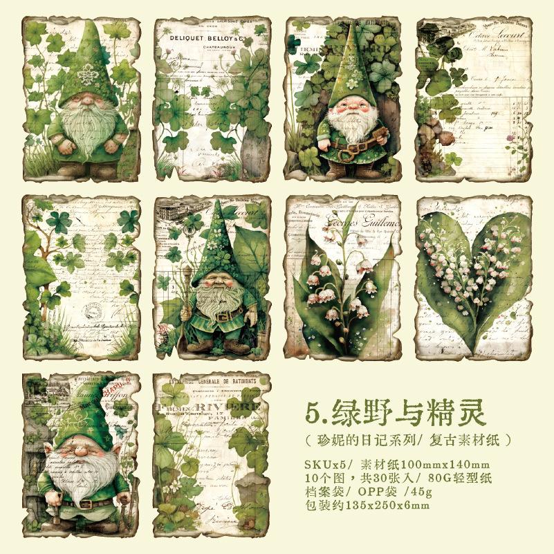 30 Sheets Vintage Paper for Journal Scrapbooking, Floral Collage Decorative Supplies, Retro Craft Paper for DIY