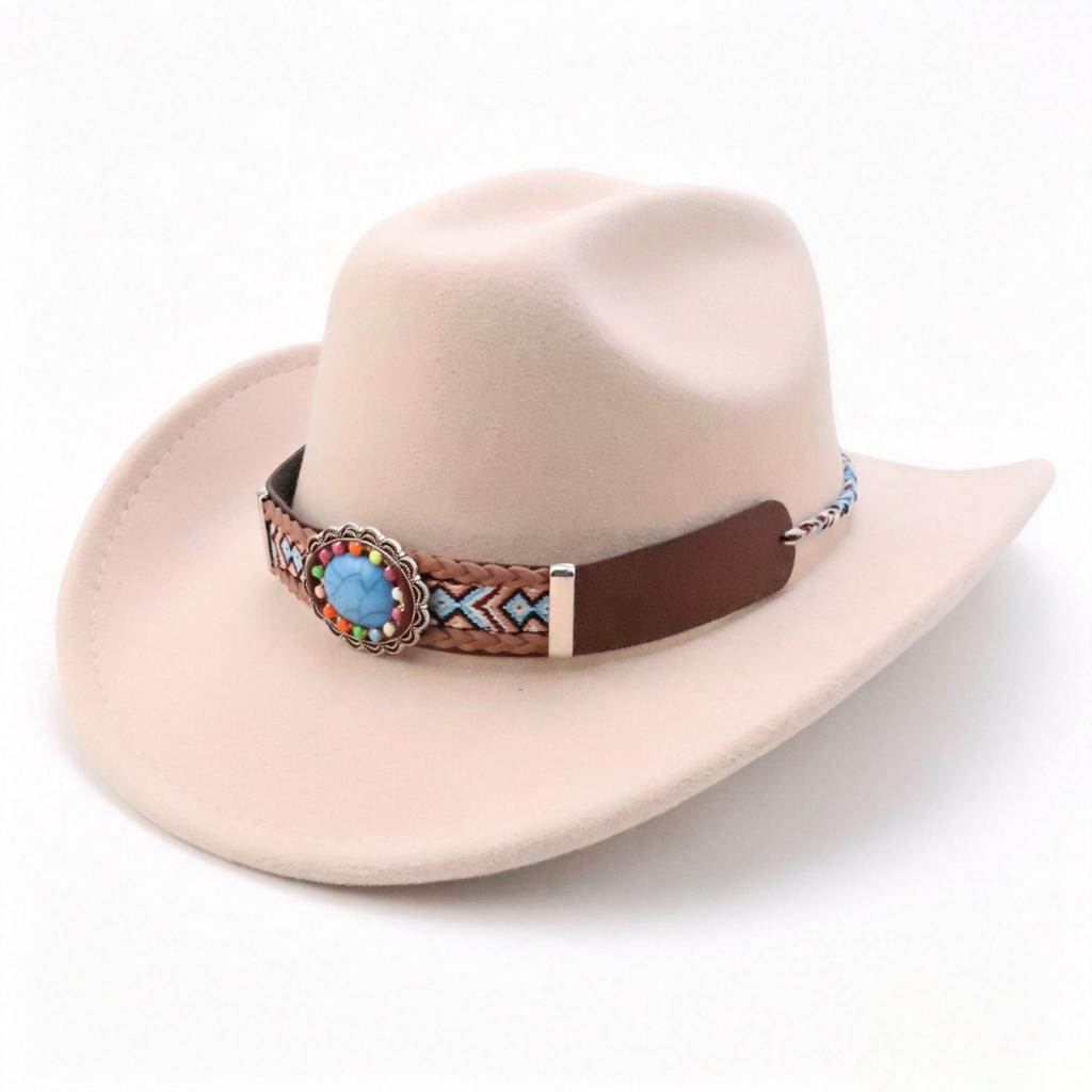 Europe and the United States hot-selling western cowboy hat national style design sense accessories cowboy hat solid color versatile word top cowboy