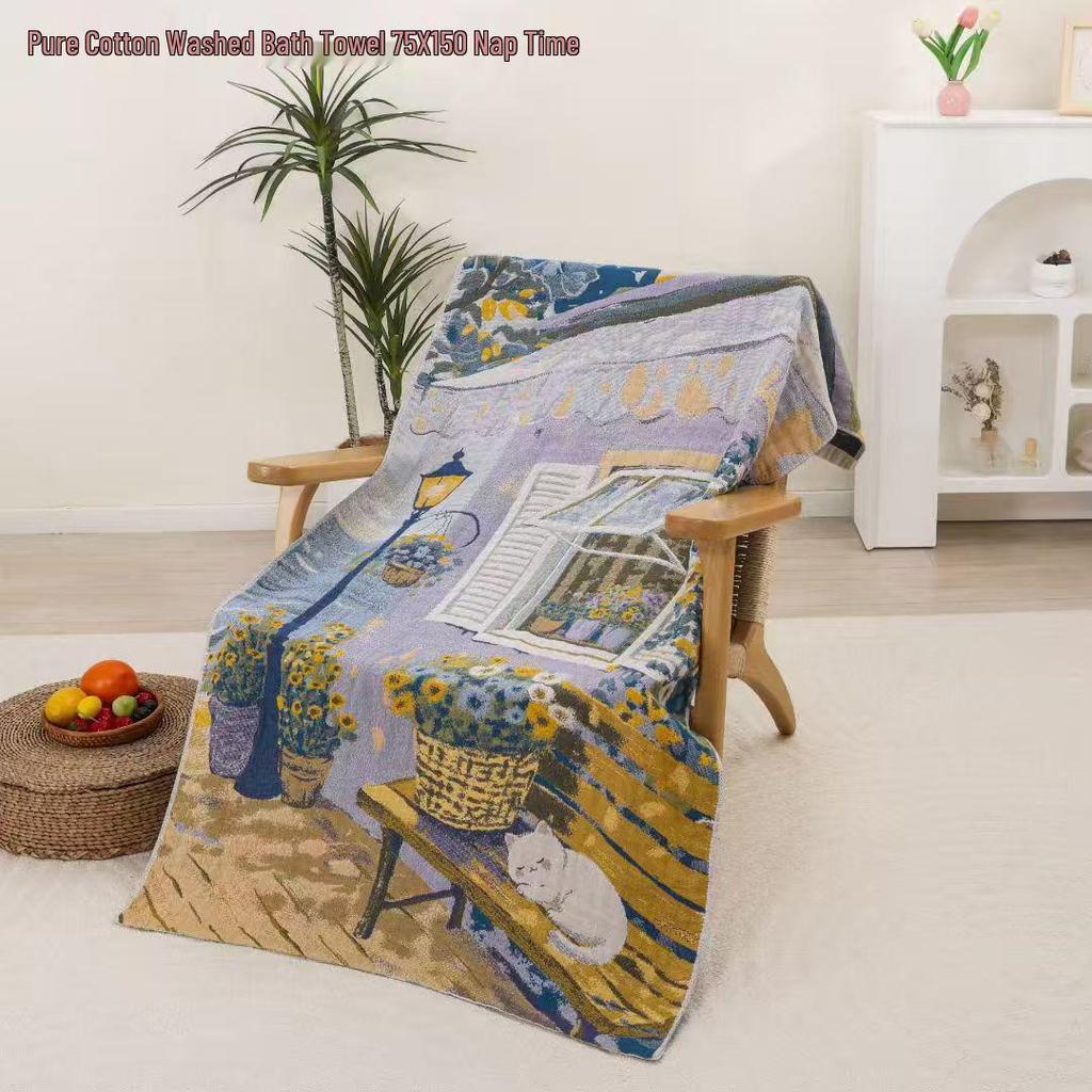 New Soft Ethnic Style Sun God Cotton Bath Towel - Skin-friendly & Absorbent