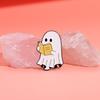 Cute And Quirky Cartoon Ghost Reading Series Alloy Brooch Fun Halloween Themed Pin