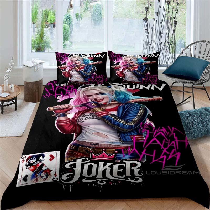 Suicide Squad 3-Piece Bedding Set: 3D-Printed Cartoon Duvet Cover Set (Includes Pillowcases; Inserts Not Included).