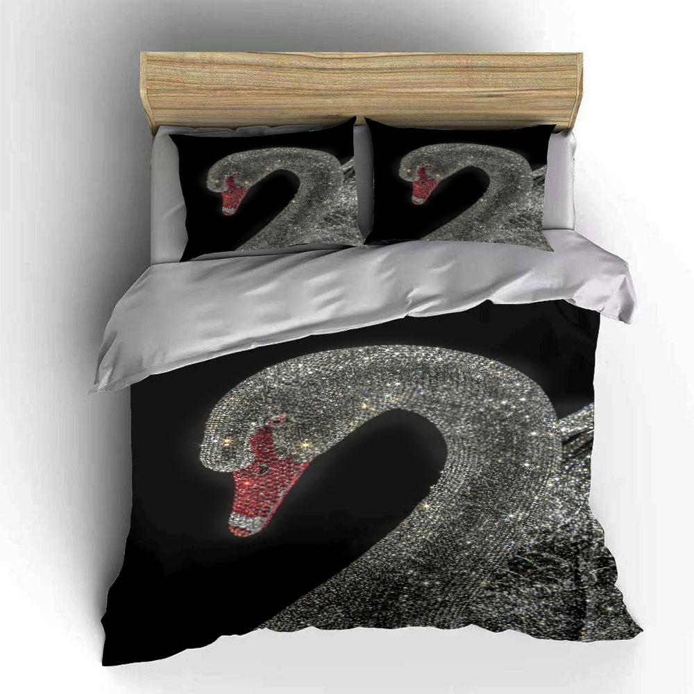 Sparkly swan on black. Bedding sets Duvet cover sets Duvet covers Pillowcases(1* Duvet Cover 2* Pillowcases without duvet insert)