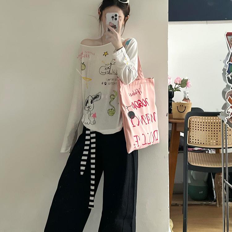 Painted Graffiti Micro-transparent Thin Sunscreen Blouse Long-sleeved T-shirt Women's 2026 New Summer Korean Beautiful Small Top