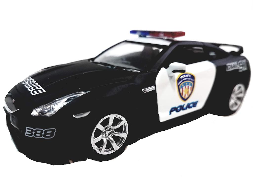 KiNSMART 2009 Nissan R35 Police Edition Scale Metal Model Toy Car with Action GT-R 5-inch 136 Die-Cast Pull-Back
