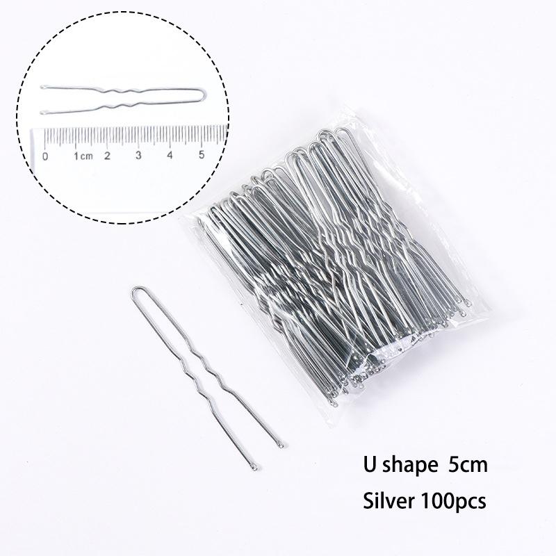 50pcs 50/60mm Hair Pin And Clips U Shape For Headpiece Women Girls Hairpins Accessories Bride Wedding Head Jewelry Decoration