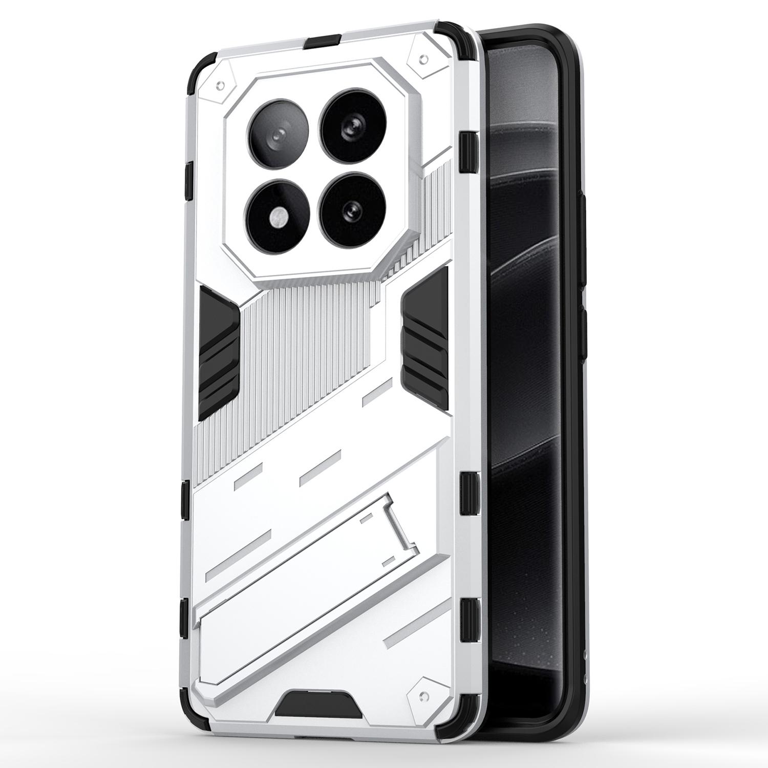 

For Xiaomi Redmi Note 14 Pro+ 5G Case PC+TPU Shockproof Phone Cover with Kickstand White