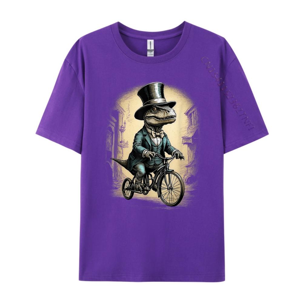 Vintage Dinosaur Trex Riding Bike Funny Dino Lover Sports T Shirt Men Men Long Sleeve Tee Mothers Day