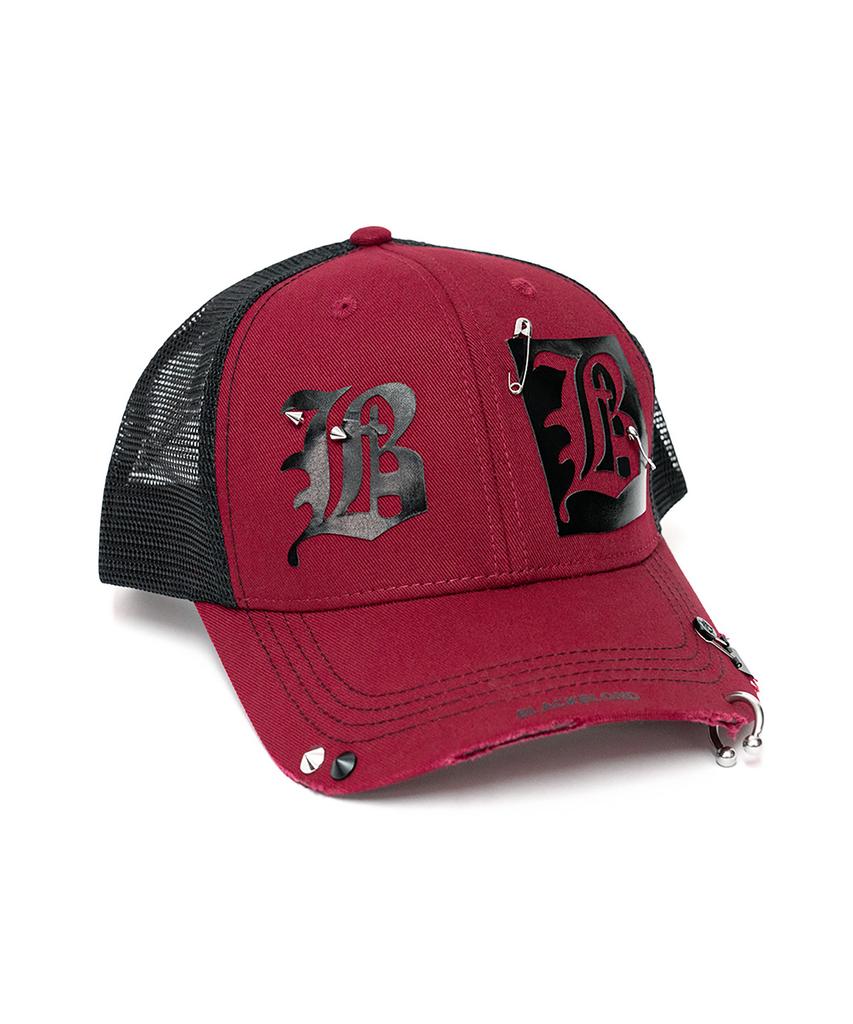 BLACKBLOND Vividi Dual B Logo Trucker Mesh Cap (Burgundy)