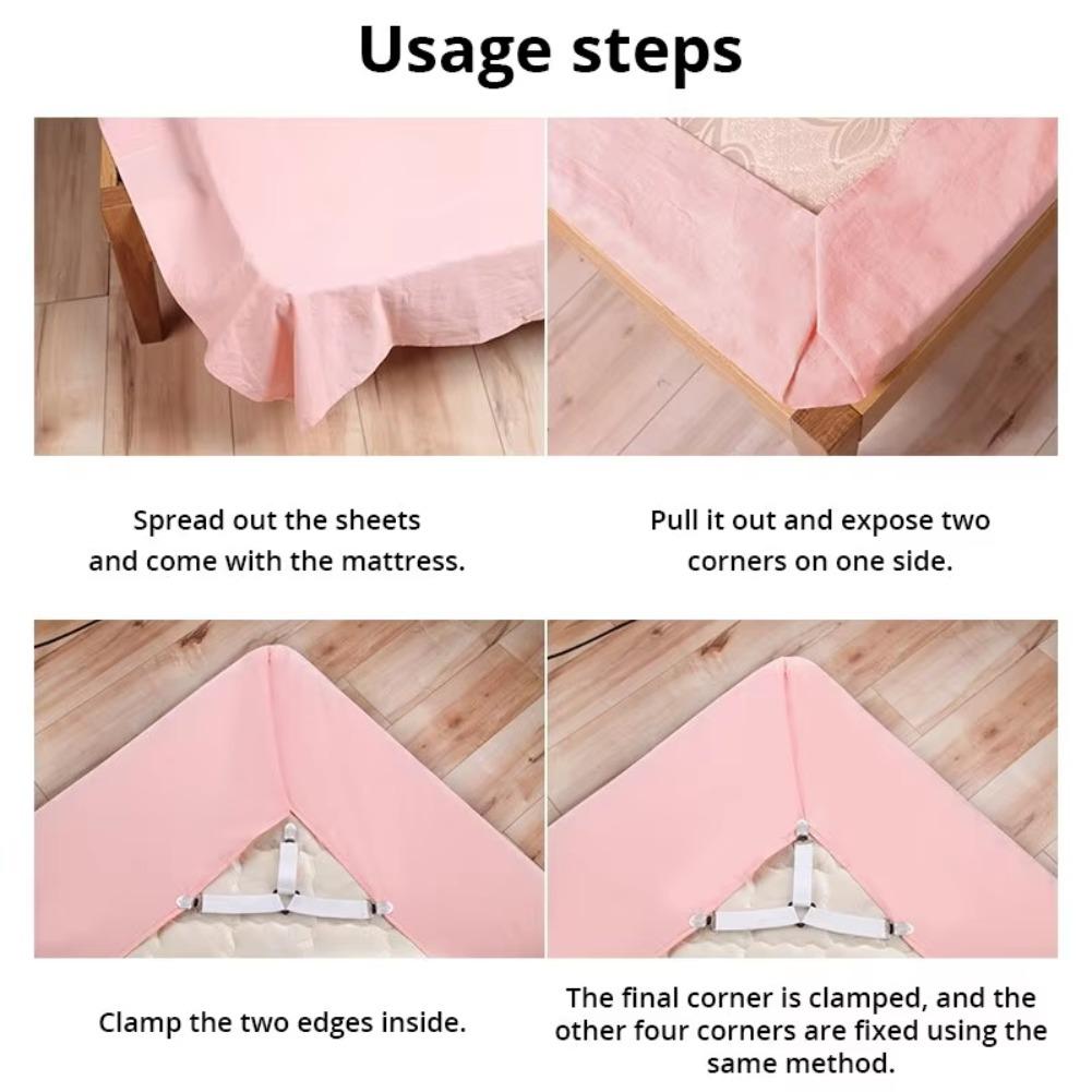 Elastic Bed Sheet Holder Adjustable Fastener Clips Mattress Cover Grippers for Home Bedding Organizer Accessory Set Pack Kit