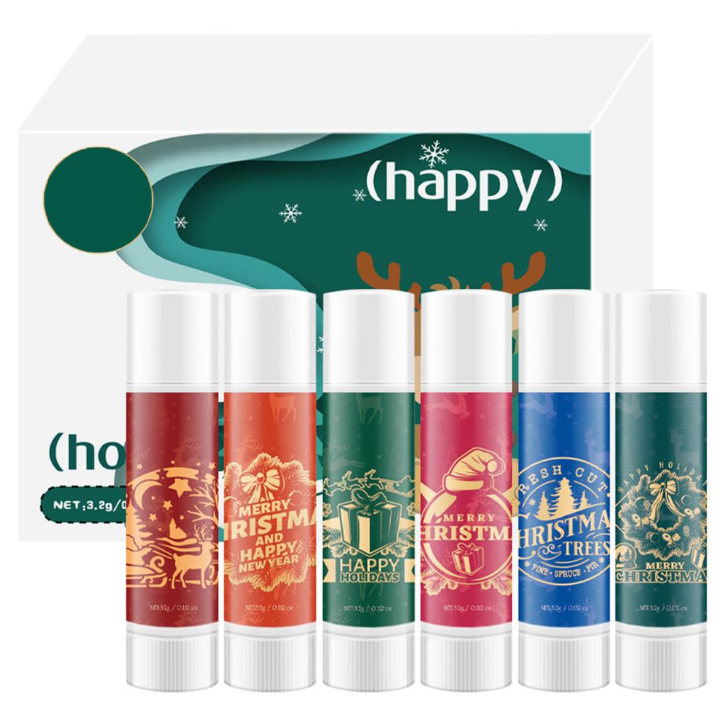 Christmas Lip Balm Gift Set, 3 Fruit Flavors Moisturizing Lip Balm For Dry Chapped Lip, With Exquisite Packaging,Women Men Lip Care Gifts