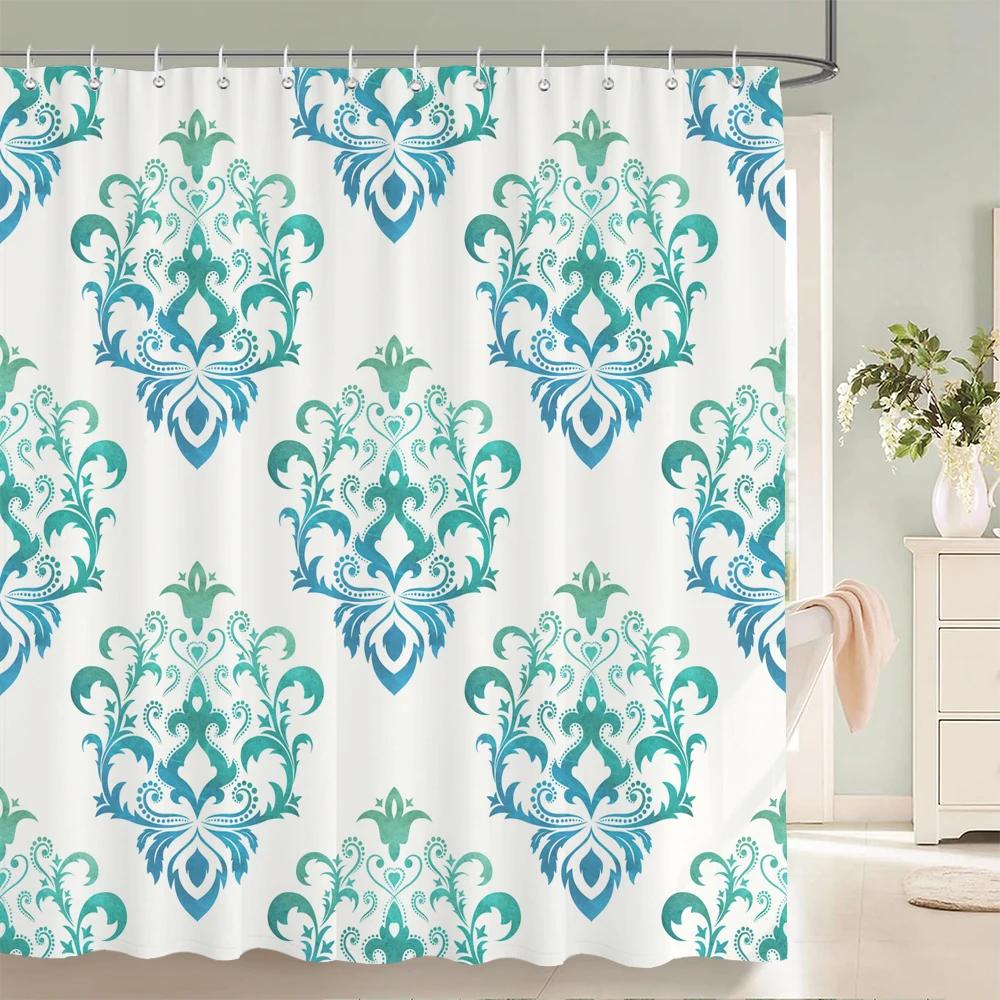 1 Pcs simple printing polyester shower curtain waterproof fabric, European elegant pattern bathroom partition curtain