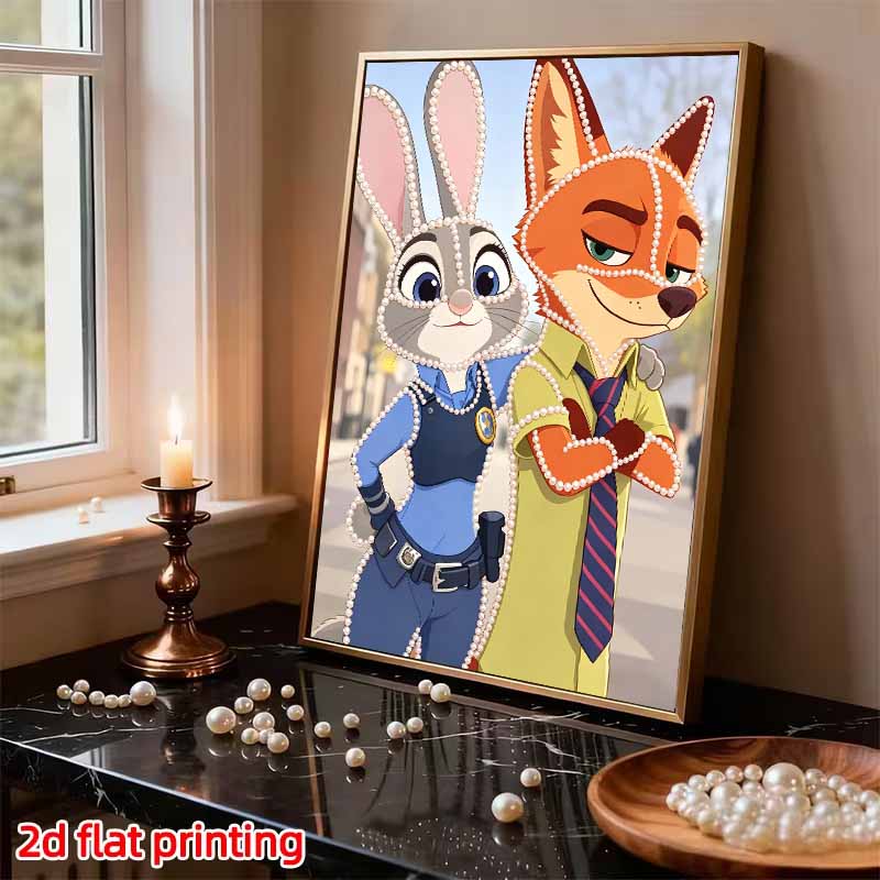 Disney Pearl Painting DIY Zootopia Sparkling Cute Pearl Art Painting Pearl Gem Painting, Home Wall Decoration Crafts