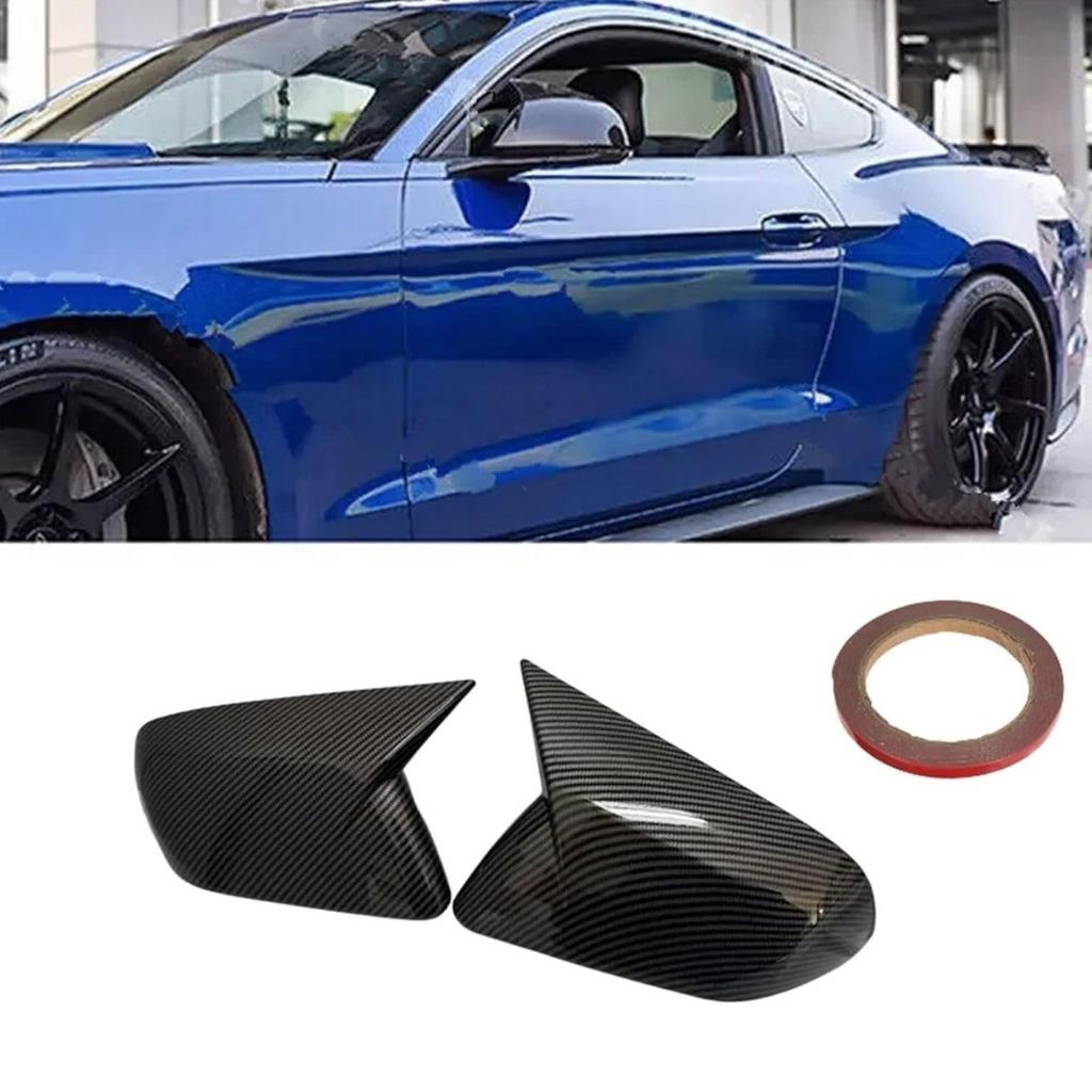 Europe & America Version For   2015-2024 Mirror Caps Pair Car Side  Rearview Mirror Cover Ox Horn Rearview