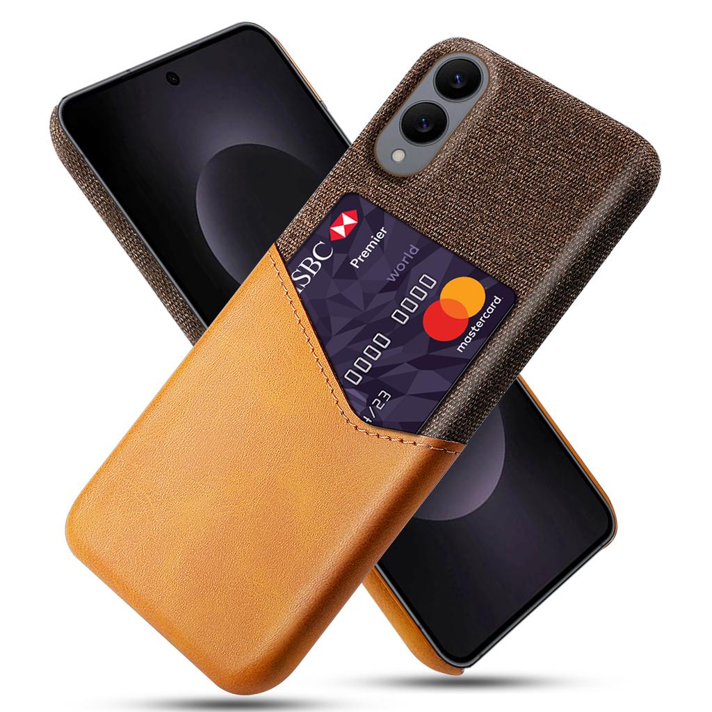 For Samsung Galaxy S25 Edge Case PU Leather Cloth Texture Hard PC Phone Cover with Card Holder