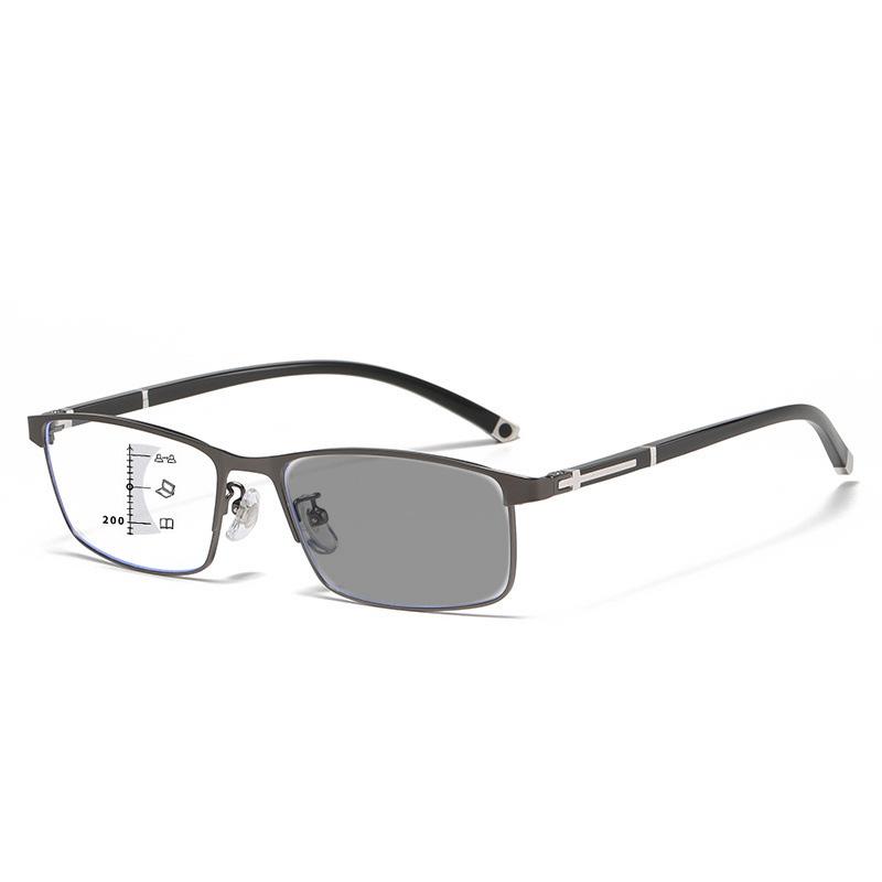 

Модные мужские фотохромные мультифокальные очки для чтения с высокой четкостью, очки двойного назначения с защитой от синего света, диоптрии до +4,0 +250 серый