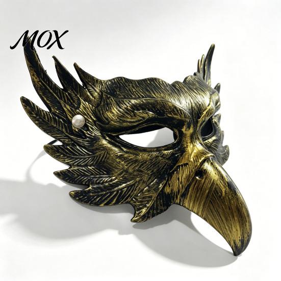 Goldene Vogel-Gesichtsmaske Halloween Adler Halbmaske, Vintage Gold Venezianische Maskenball-Party Gothic Cosplay Requisiten Retro Schwarz