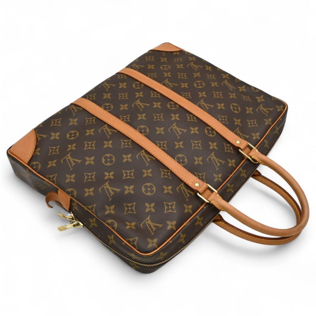 Auth LOUIS VUITTON Monogram Porte Documents Voyage Briefcase Brown Canvas lv6636nb