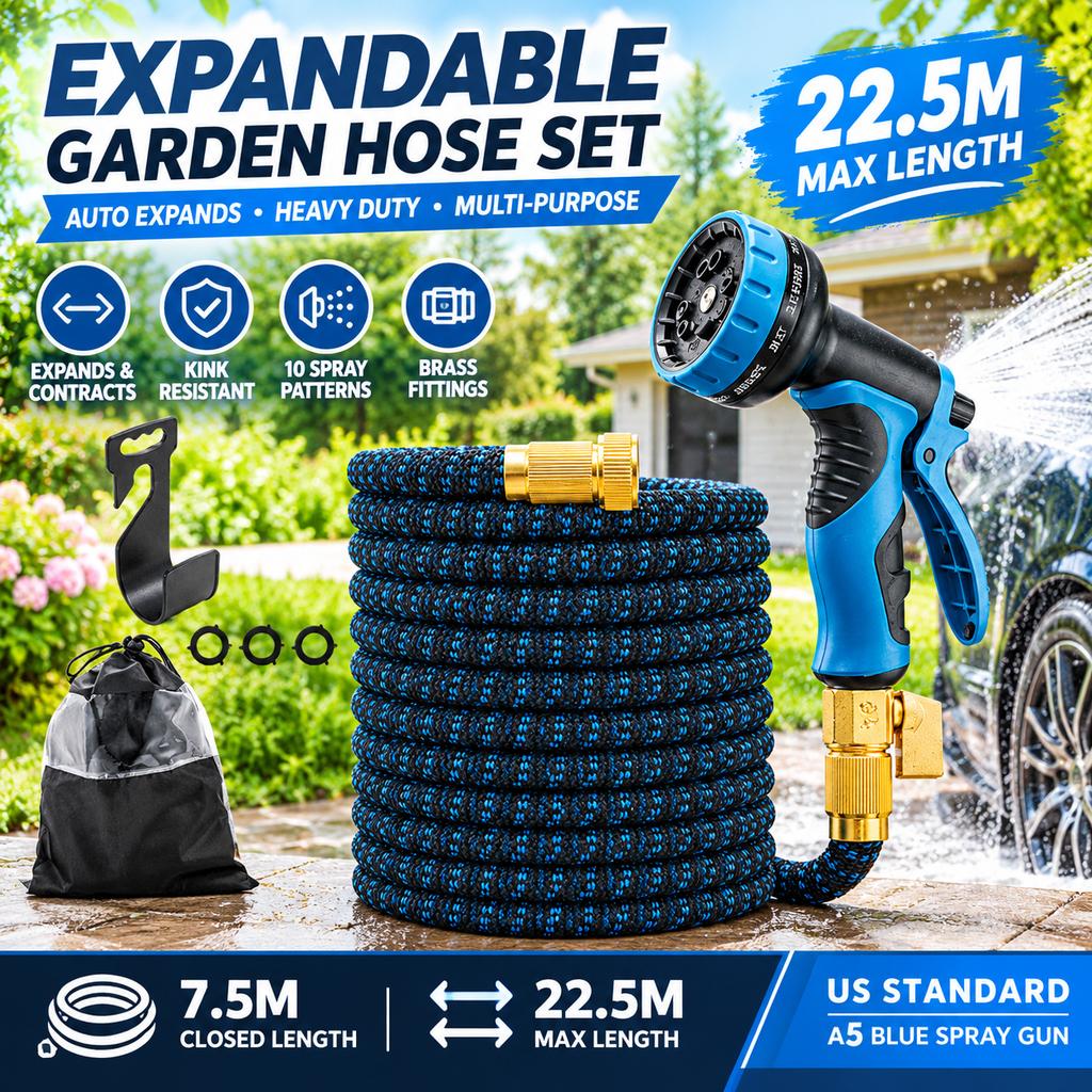 Expandable Hose Set 22.5m Blue-Black US Standard
