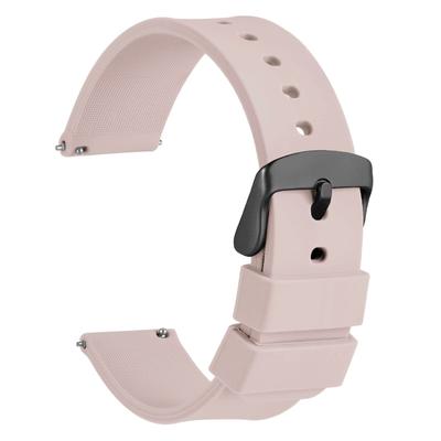 Rubber Strap Silicone 20mm Waterproof Watch Replacement Strap Quick Release Rubber Watch Band Buckle [WOCCI] Pink/Black