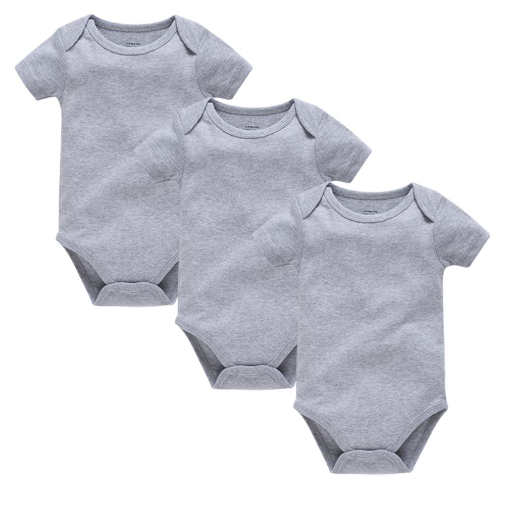 Summer Newborn 100% Cotton Short Sleeve Baby Romper - Plain Color with Snap Crotch, Customizable Print Children's Bodysuit