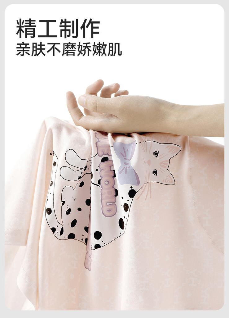 Yingshi Girls' Summer Cotton Skin Friendly Breathable Collar Short Sleeved Home Clothing Set